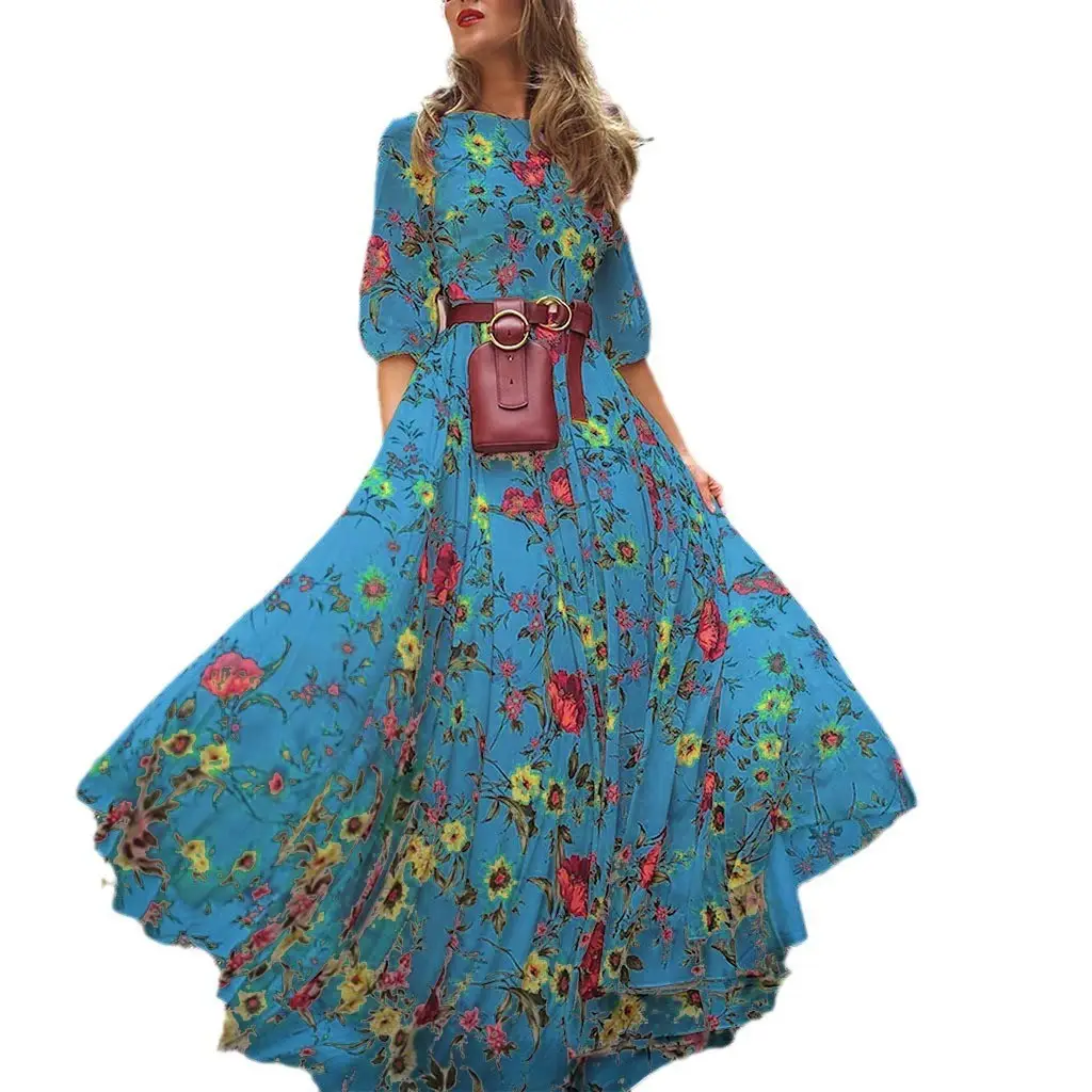 Black Floral Swing Dress Large Size for Women — feature 7