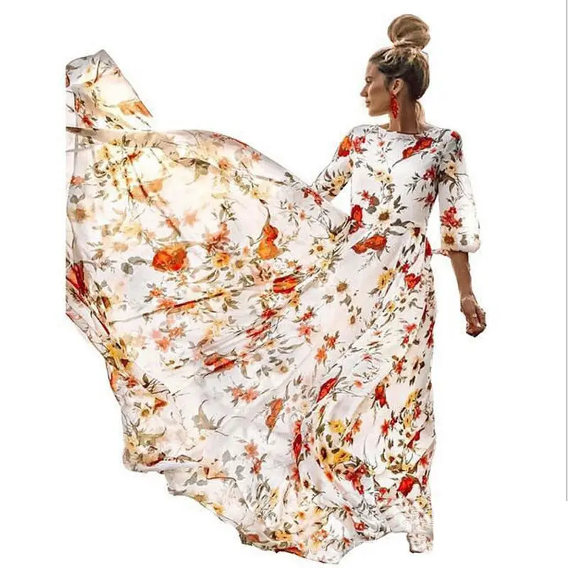 Black Floral Swing Dress Large Size for Women — feature 8