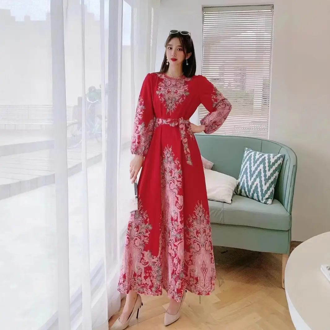Red Embroidered Ethnic Skirt Set for Women