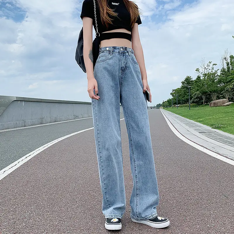 Women Wide Leg Jeans 2021 Korean Style Loose Fit - Image 4
