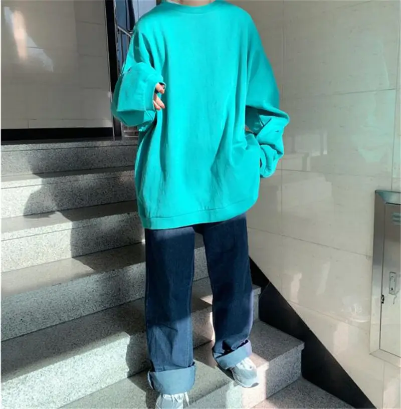 Women's Cotton Loose Sweatshirt White Spring Autumn — feature 14