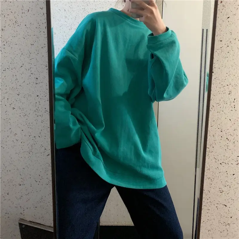 Women's Cotton Loose Sweatshirt White Spring Autumn — feature 16