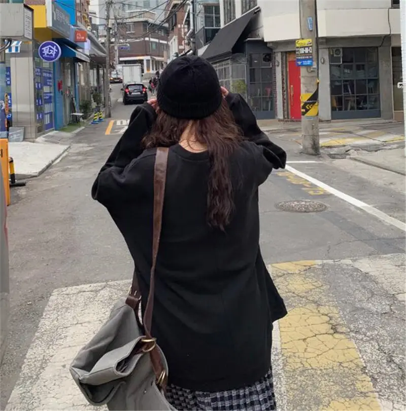 Women's Cotton Loose Sweatshirt White Spring Autumn — feature 4