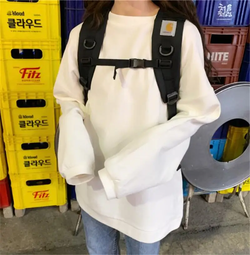 Women's Cotton Loose Sweatshirt White Spring Autumn — feature 9