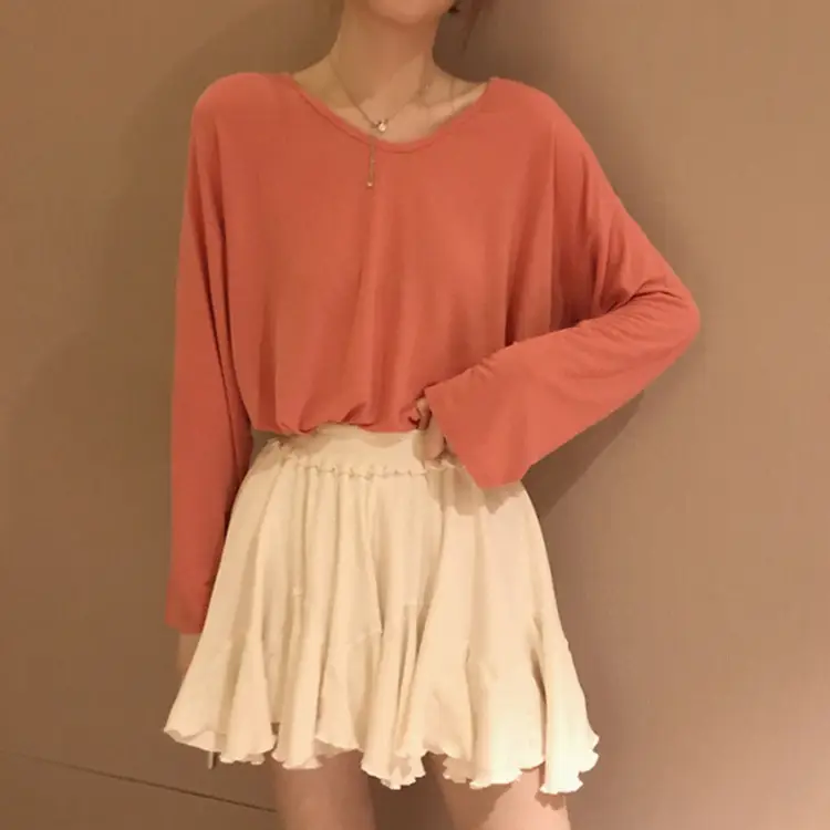 Women's Grey Long Sleeve T-Shirt for Spring Autumn Winter - Image 7