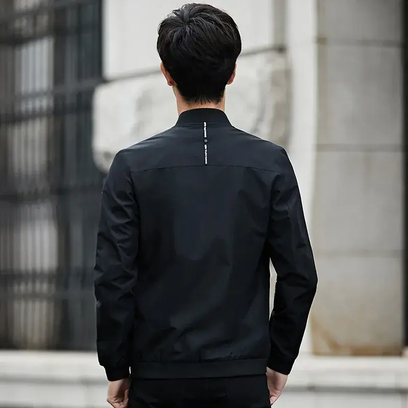 Men's Slim Fit Baseball Collar Jacket Olive Green - Image 3
