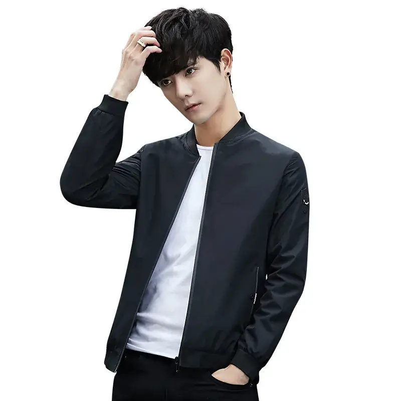 Men's Slim Fit Baseball Collar Jacket Olive Green - Image 5