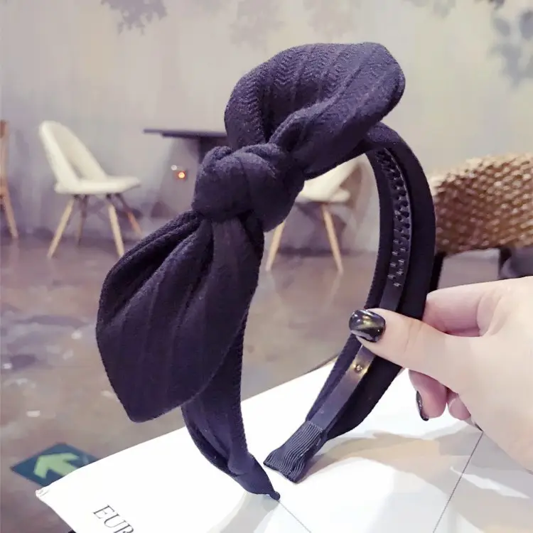 Korean Hair Band Rabbit Ear Bow Wide Edge Teeth Sweet Lady Mori - Image 2