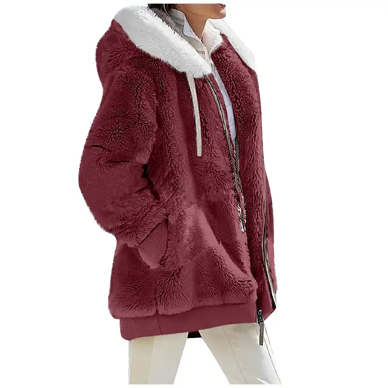 Purple Faux Fur Hooded Jacket for Women 2025 Winter - Image 3