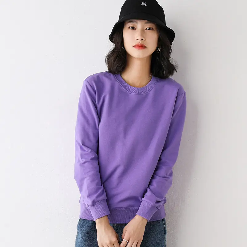Women Yellow Cotton Round Neck Sweater Lazy Style - Image 3