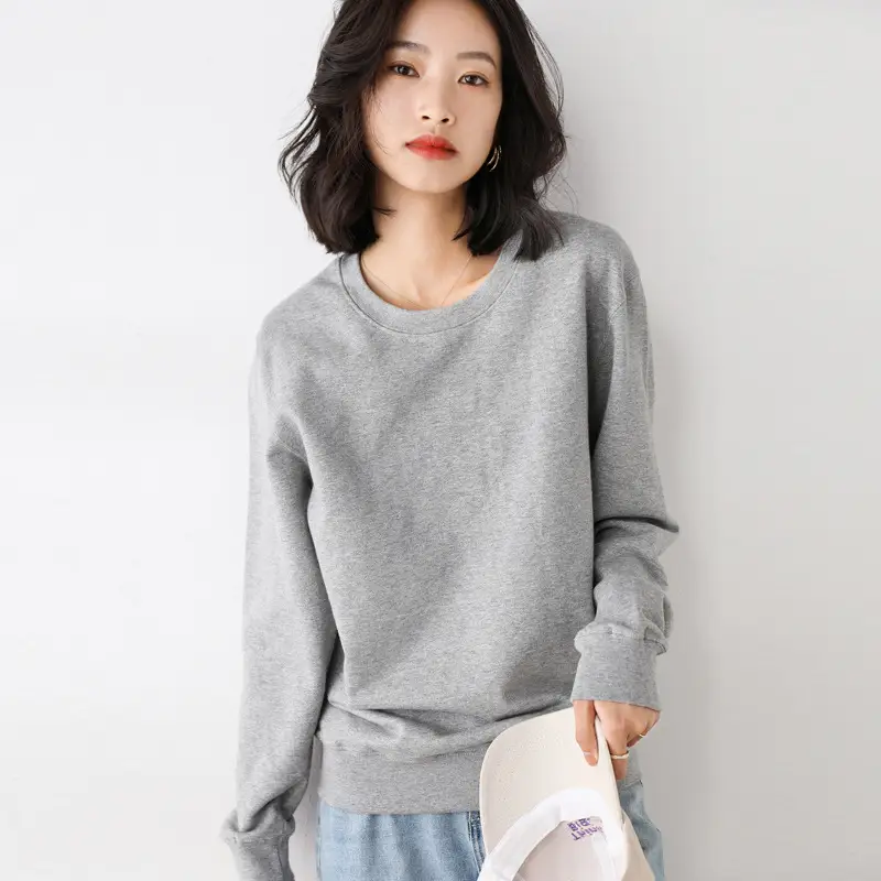 Women Yellow Cotton Round Neck Sweater Lazy Style - Image 4