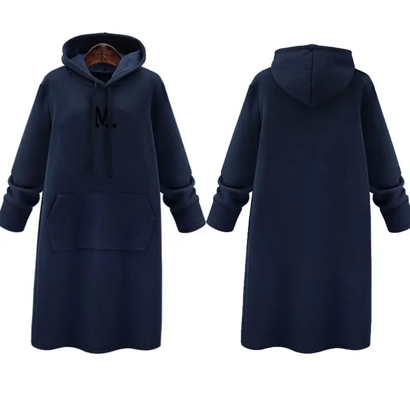 Grey Hooded Sweatshirt Women Mid-Length Loose Fit