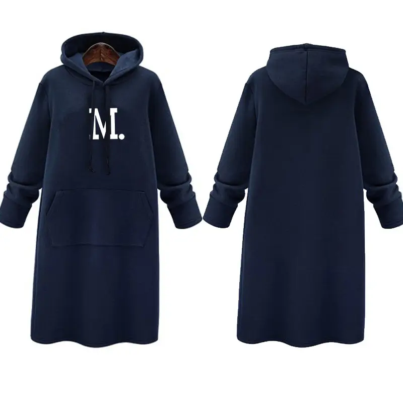 Grey Hooded Sweatshirt Women Mid-Length Loose Fit