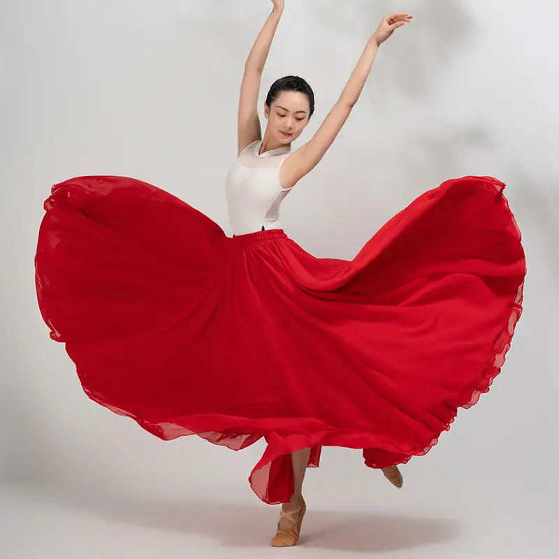 Elegant Classical Dance Suit Women Black Large Swing Skirt - Image 8