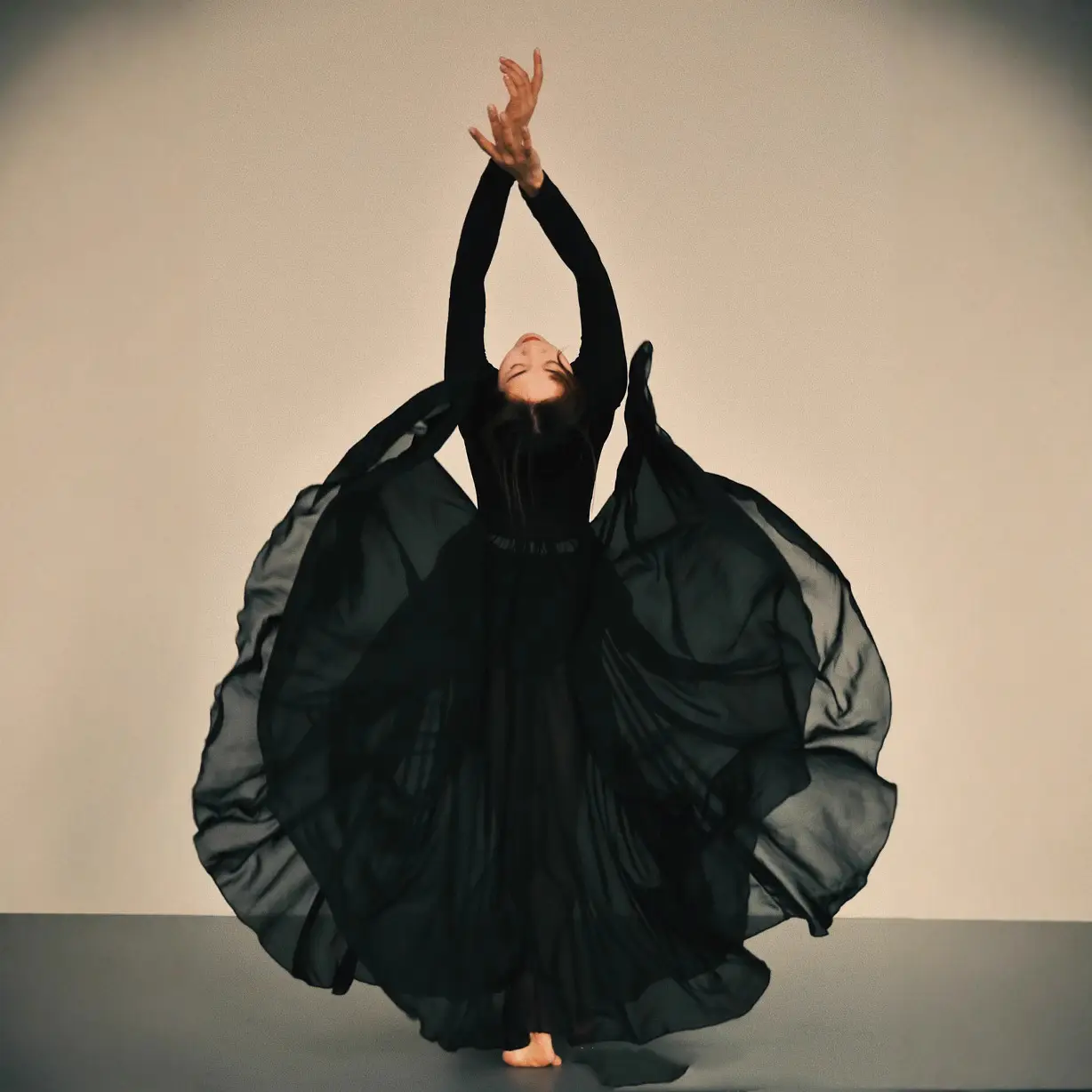 Elegant Classical Dance Suit Women Black Large Swing Skirt - Image 9