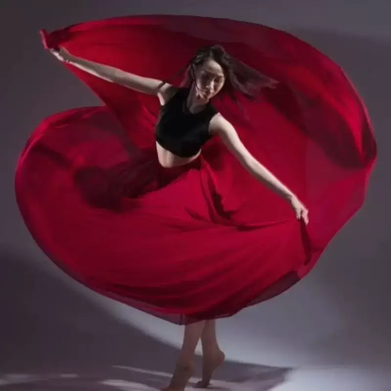 Elegant Classical Dance Suit Women Black Large Swing Skirt — feature 34