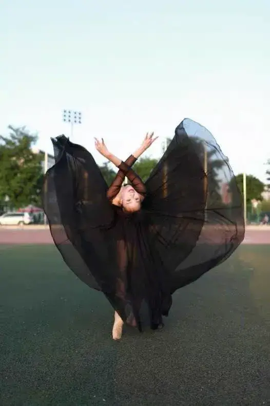 Elegant Classical Dance Suit Women Black Large Swing Skirt — feature 47
