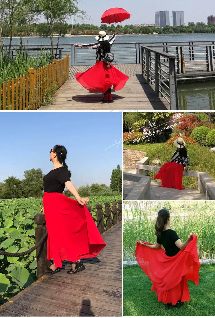 Elegant Classical Dance Suit Women Black Large Swing Skirt — feature 54