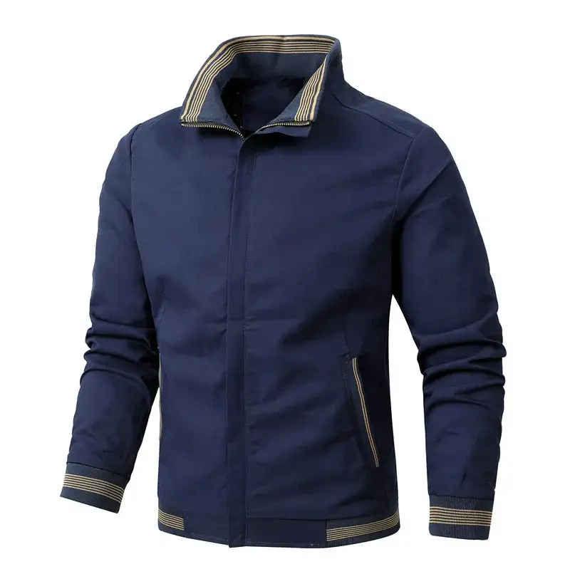 Men Maroon Side Slit Zipper Jacket Slim Fit Loose - Image 5