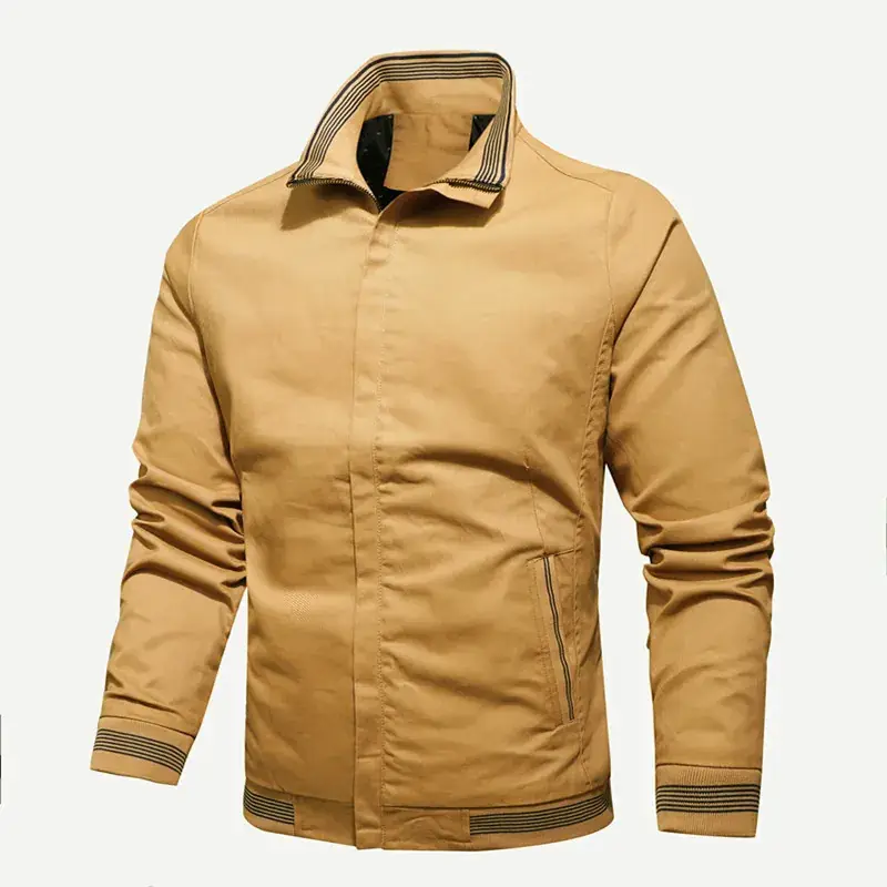 Men Maroon Side Slit Zipper Jacket Slim Fit Loose - Image 2