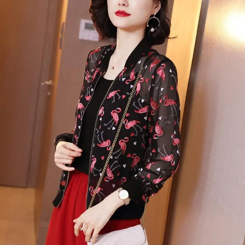 Women Printed Sun Protection Jacket Cardigan Top Large Size - Image 13