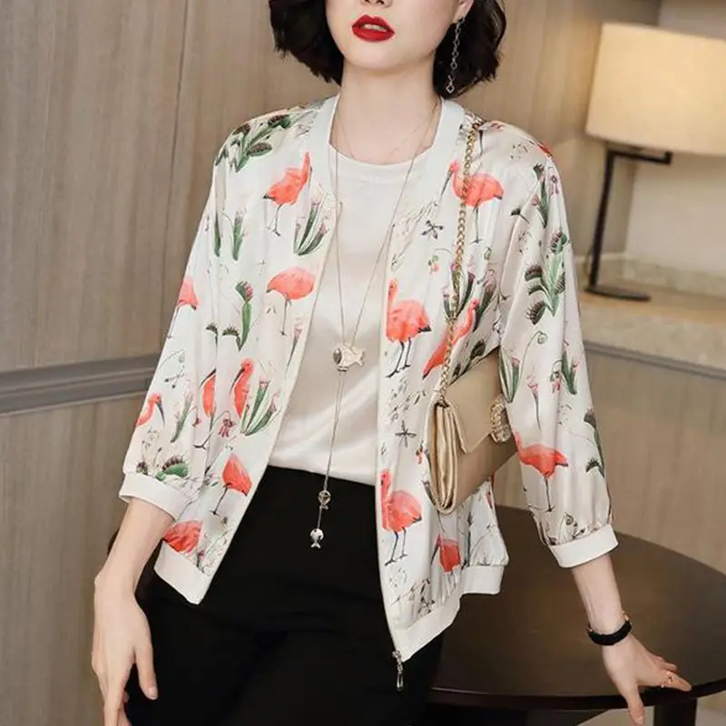 Women Printed Sun Protection Jacket Cardigan Top Large Size - Image 14