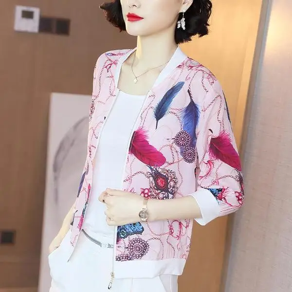 Women Printed Sun Protection Jacket Cardigan Top Large Size - Image 16