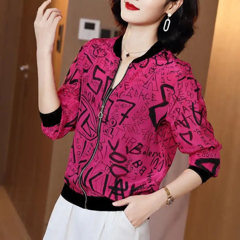 Women Printed Sun Protection Jacket Cardigan Top Large Size - Image 17