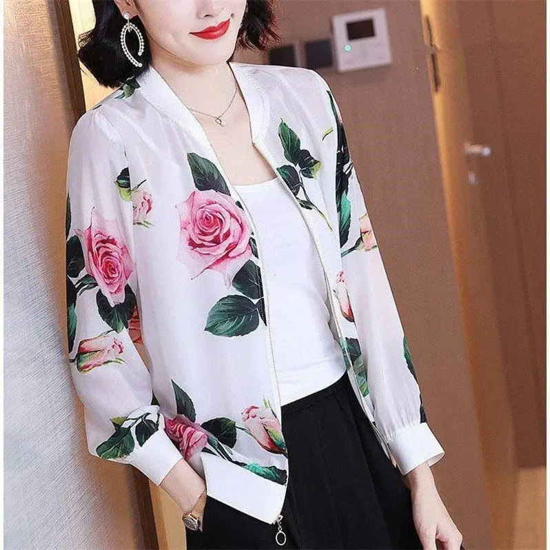 Women Printed Sun Protection Jacket Cardigan Top Large Size - Image 33