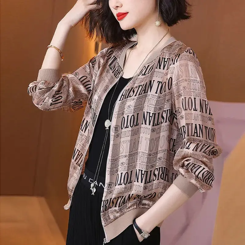 Women Printed Sun Protection Jacket Cardigan Top Large Size - Image 36
