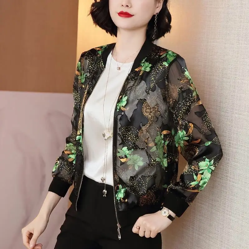 Women Printed Sun Protection Jacket Cardigan Top Large Size - Image 5