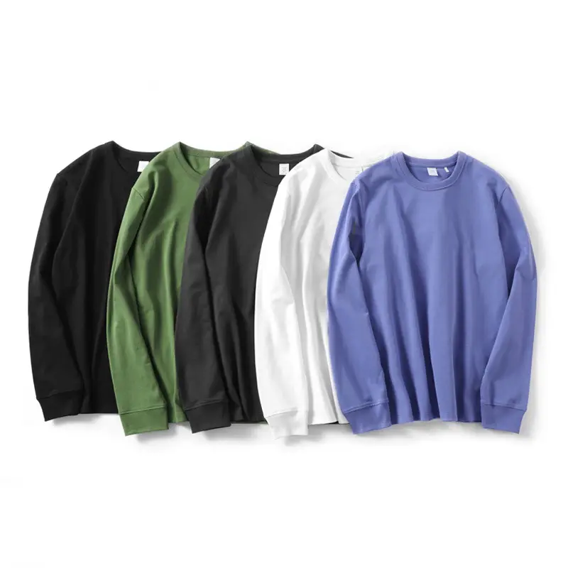 Men Black Cotton Long Sleeve T-Shirt 280g - Image 9