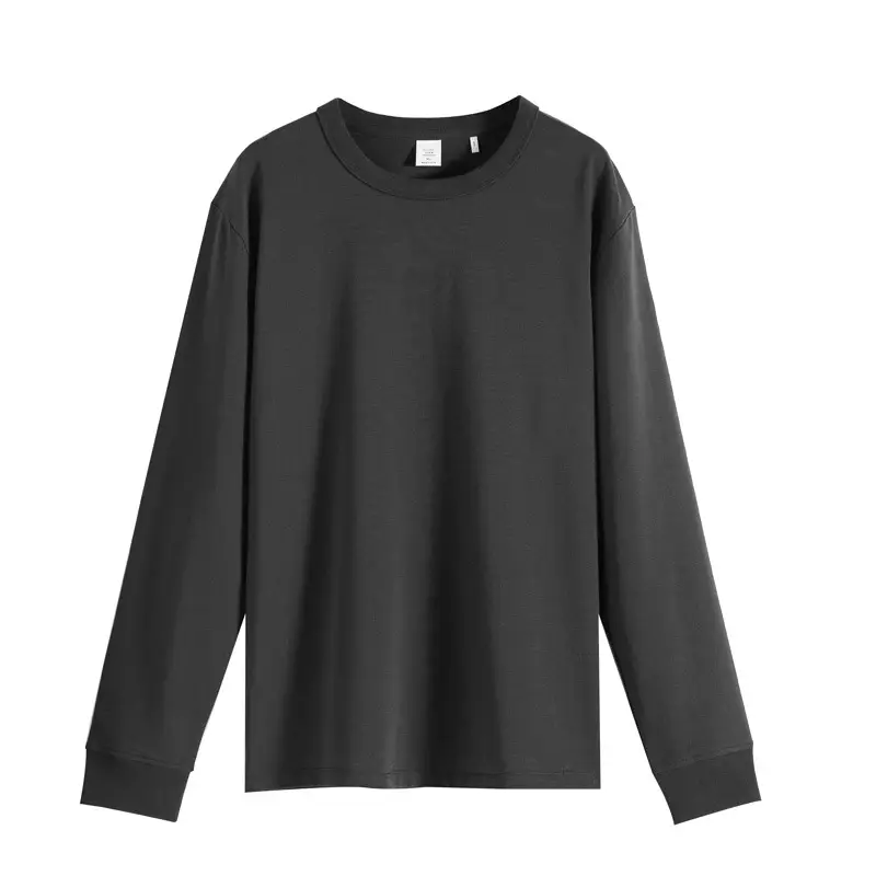 Men Black Cotton Long Sleeve T-Shirt 280g - Image 2