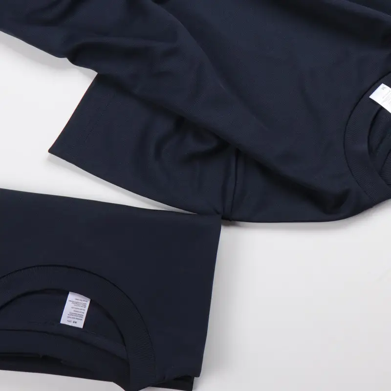 Men Navy Blue Ribbed T-Shirt Short Sleeve Quick Dry - Image 7