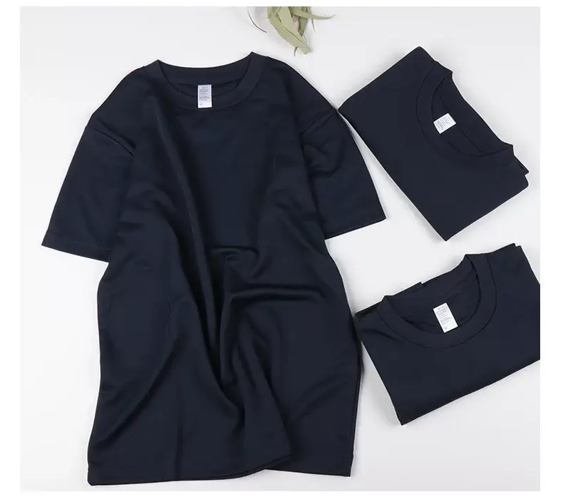 Men Navy Blue Ribbed T-Shirt Short Sleeve Quick Dry — feature 10