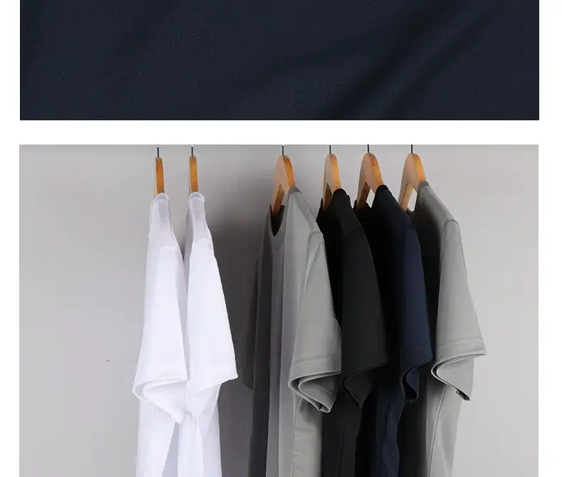 Men Navy Blue Ribbed T-Shirt Short Sleeve Quick Dry — feature 3