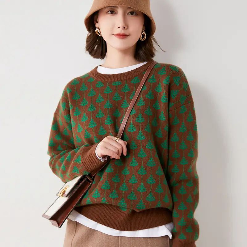 Women's Red V-Neck Knitted Pullover Sweater — feature 10