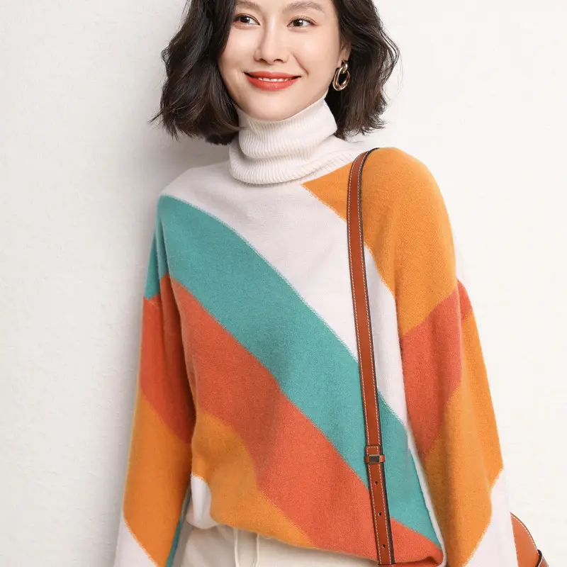 Women's Red V-Neck Knitted Pullover Sweater — feature 14