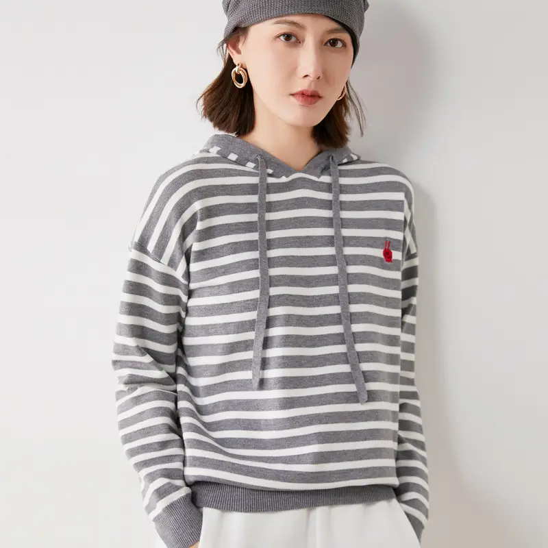 Women's Red V-Neck Knitted Pullover Sweater — feature 7