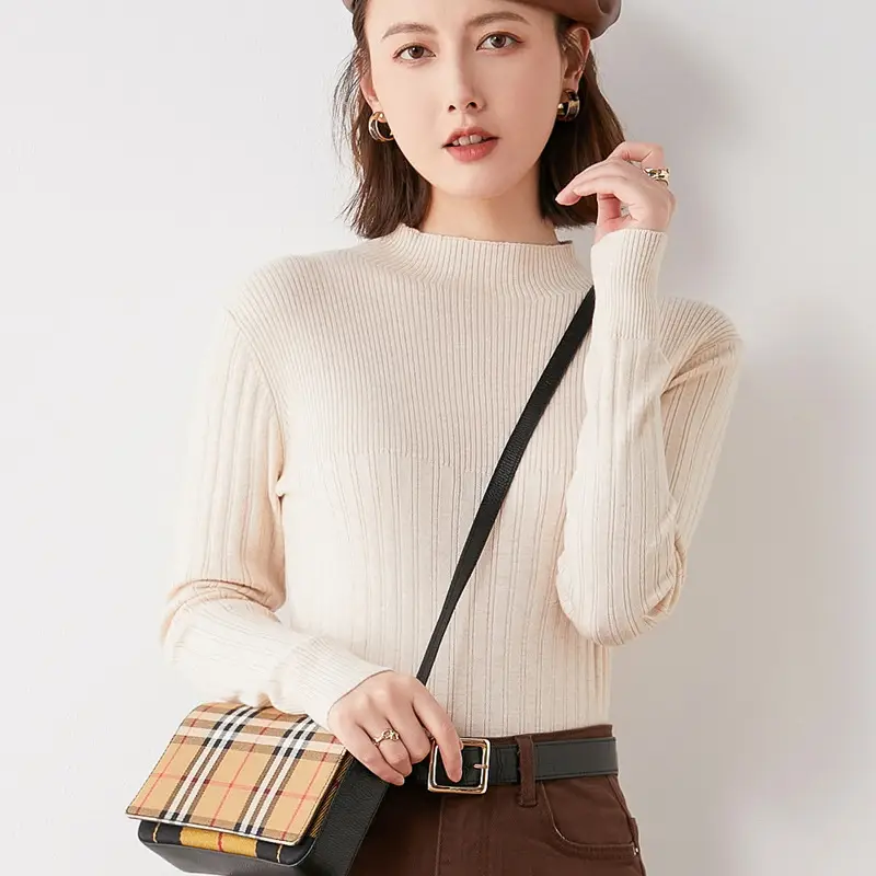 Women's Red V-Neck Knitted Pullover Sweater — feature 8