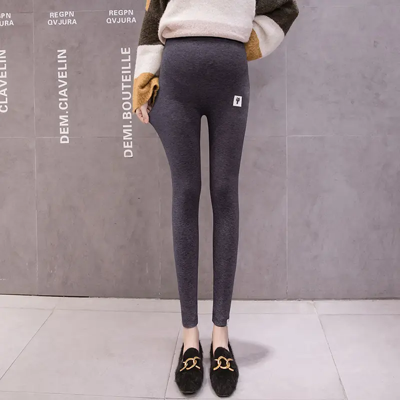 Grey Padded Leggings for Pregnant Women Spring Autumn Wear
