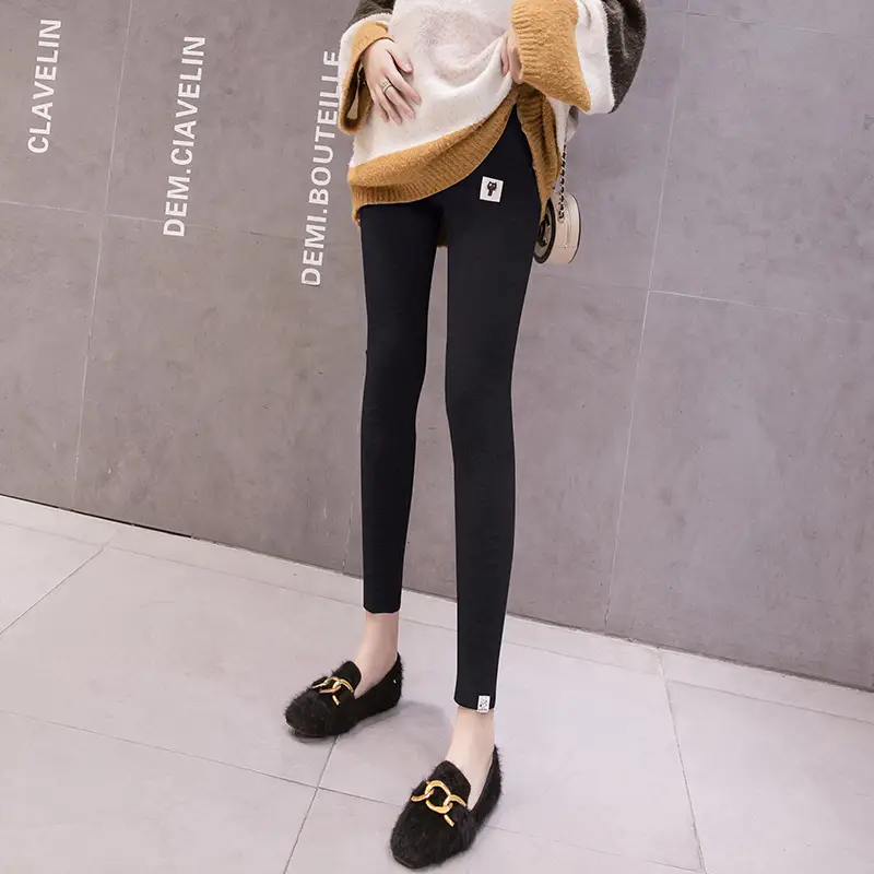 Grey Padded Leggings for Pregnant Women Spring Autumn Wear