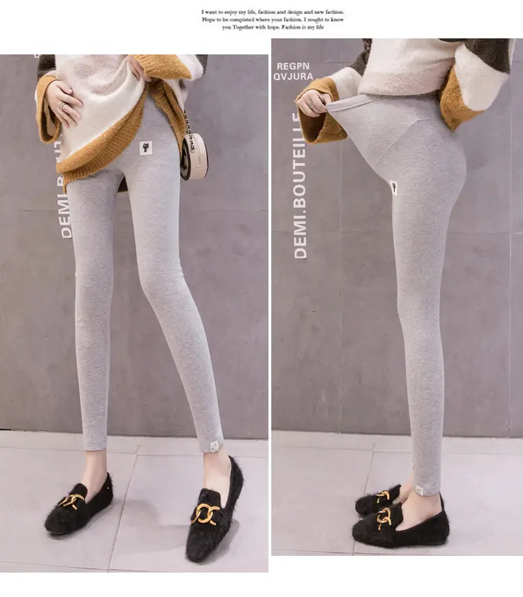 Grey Padded Leggings for Pregnant Women Spring Autumn Wear — feature 15