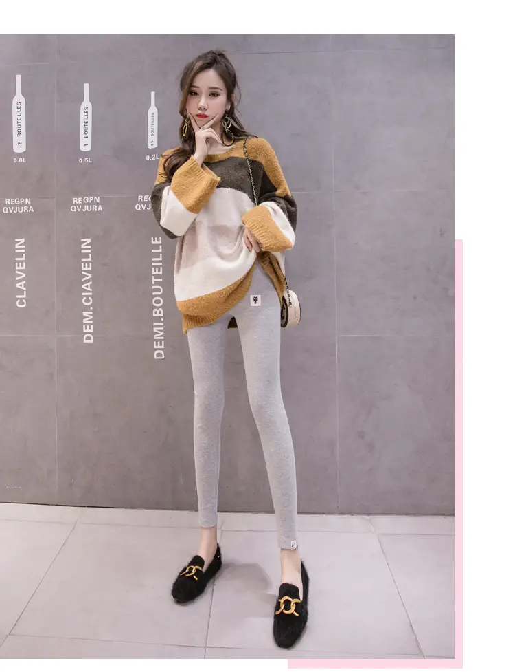 Grey Padded Leggings for Pregnant Women Spring Autumn Wear — feature 19