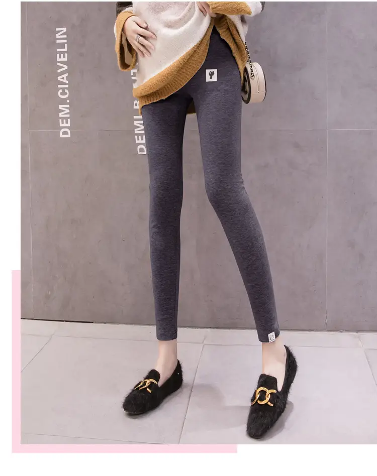 Grey Padded Leggings for Pregnant Women Spring Autumn Wear — feature 28