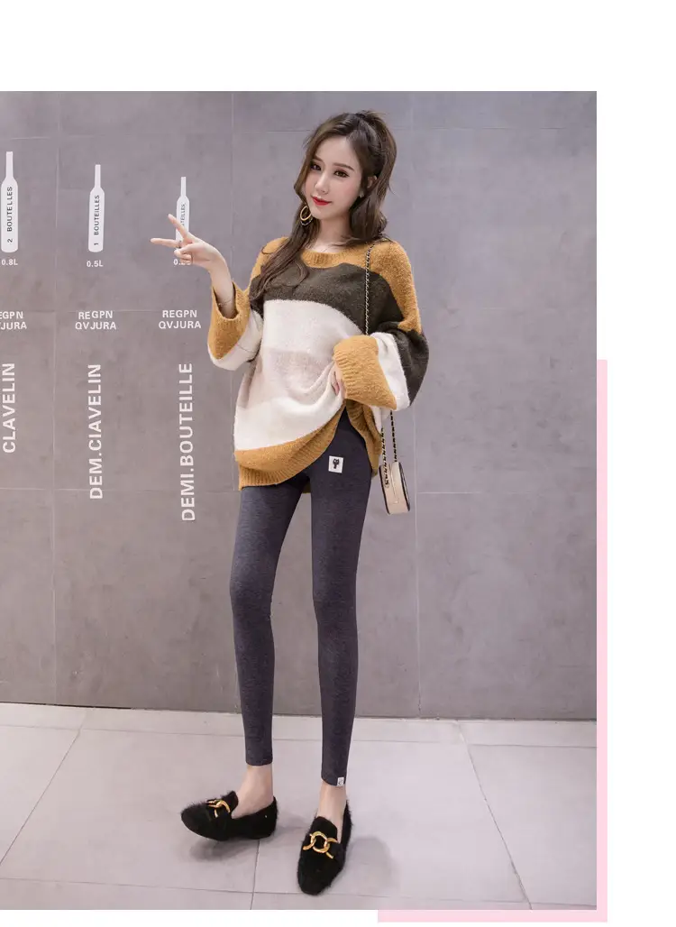 Grey Padded Leggings for Pregnant Women Spring Autumn Wear — feature 29