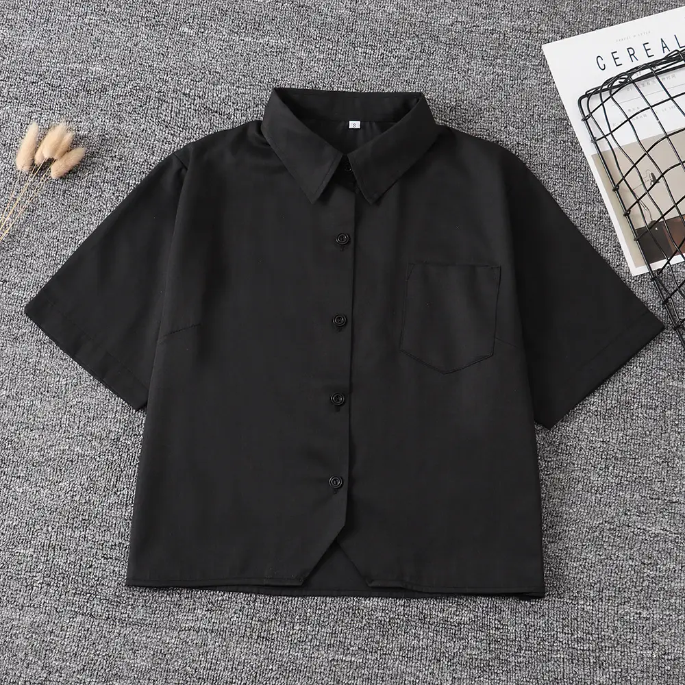 Japanese JK Student Shirt Black White Short Sleeve - Image 7