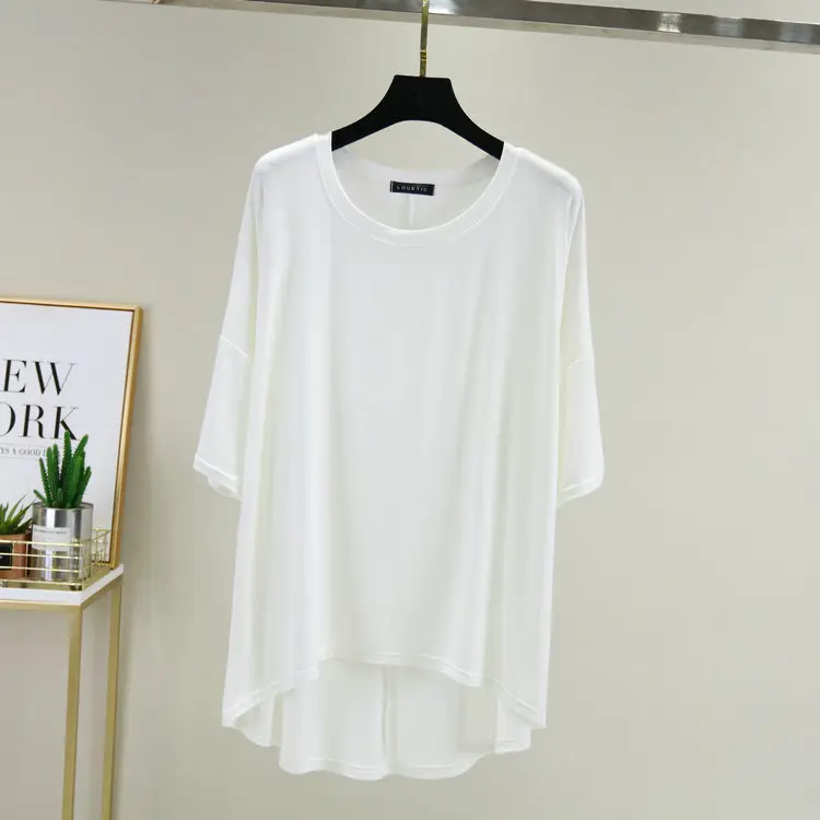 Women Loose T-Shirt Brown Mid Sleeve Summer - Image 3