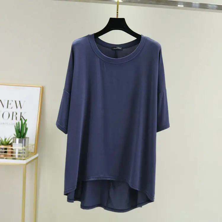 Women Loose T-Shirt Brown Mid Sleeve Summer - Image 9