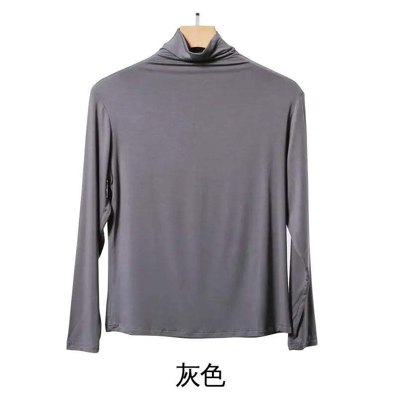 Women's Spring Autumn White Long Sleeve T-Shirt with Half Collar - Image 3